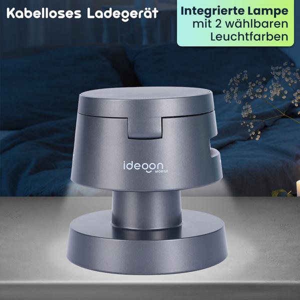 Multifunktionale drahtlose & komfortable Ladestation mit Nachtlicht (15W) USB-C - schwarz - für Smartphones, Watches, Pods & mehr - Komfort + Ordnung