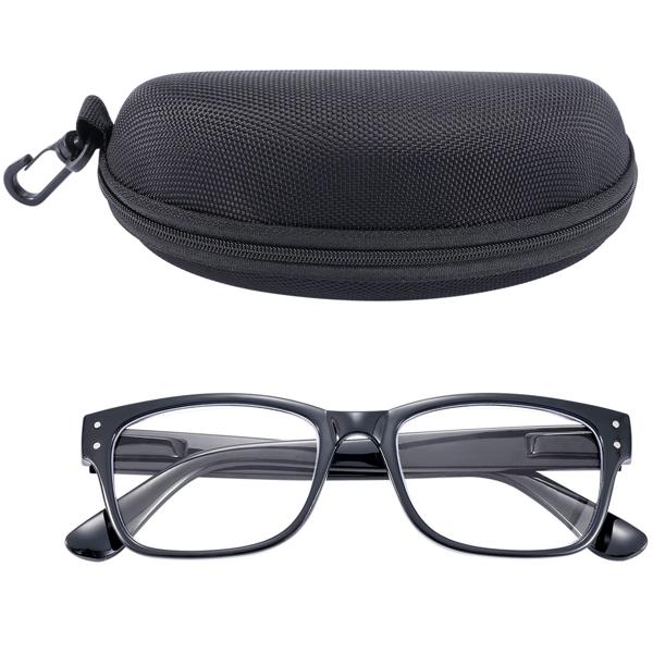 2er-Set Modische Lesebrille mit Brillenetui, +2,0 dpt, schwarz: Klassische Sehhilfe für Damen & Herren, elegant, komfortabel & robust