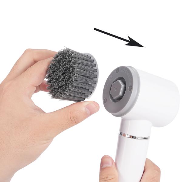 Elektrische Reinigungsbürste mit 6 Aufsätzen, Akku (5W): Kabellos & kraftvoll – Für Bad, Küche & Auto – Mühelos sauber