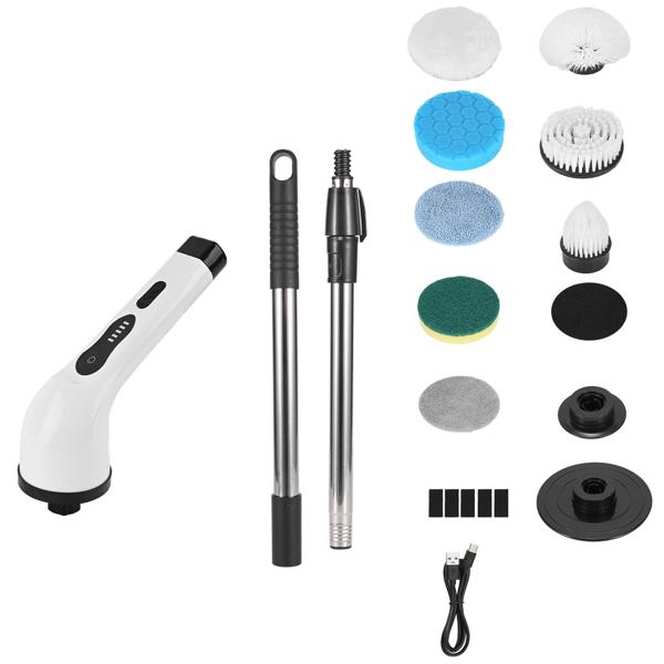 Effektive Elektrische Reinigungsbürste mit 9 Bürstenköpfen, Teleskopgriff, Akku, 7,2 Watt - Kabellos & kraftvoll – Für Bad, Küche & Aussenbereich - mühelose Sauberkeit