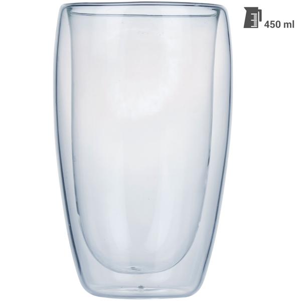 Doppelwandiges Kaffee-Glas, 450 ml, Schwebeeffekt, hitzebeständiges Barista Glas, Cappuccino, Latte-Macchiato, Tee