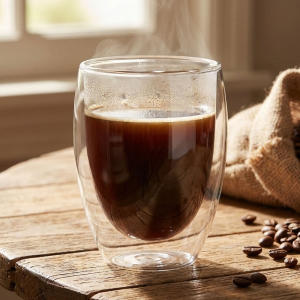 Doppelwandiges Kaffee-Glas, 350 ml, Schwebeeffekt, hitzebeständiges Barista Glas, Cappuccino, Latte-Macchiato, Tee