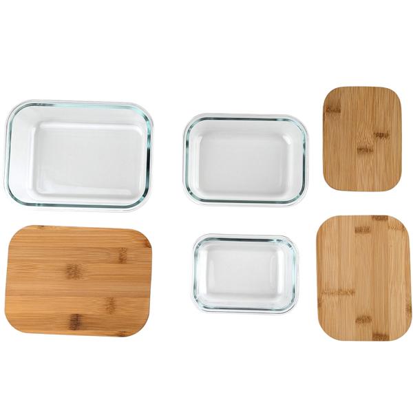 Hochwertige Vorratsdosen mit Deckel, rechteckig, Glas/Bambus, 3 Grössen: Vorratsgläser für Aromaschutz & eine stilvolle Ordnung