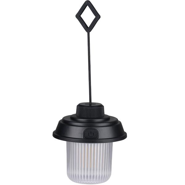 LED Campinglampe mit 3 Modi, schwarz: 180lm, Akku, praktischer Aufhänger – helle, mobile Beleuchtung für Outdoor-Abenteuer