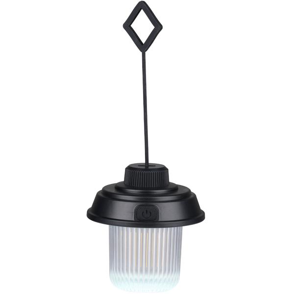 LED Campinglampe mit 3 Modi, schwarz: 180lm, Akku, praktischer Aufhänger – helle, mobile Beleuchtung für Outdoor-Abenteuer