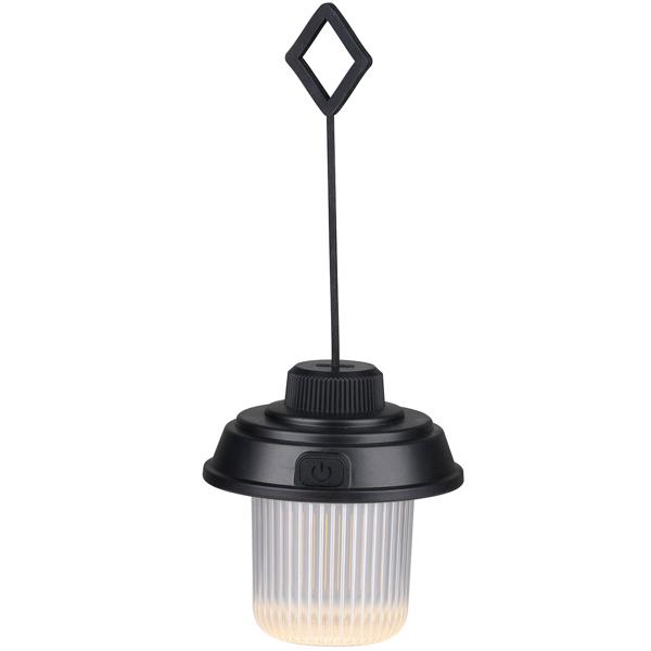 LED Campinglampe mit 3 Modi, schwarz: 180lm, Akku, praktischer Aufhänger – helle, mobile Beleuchtung für Outdoor-Abenteuer