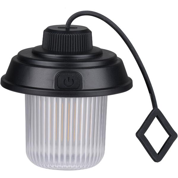 LED Campinglampe mit 3 Modi, schwarz: 180lm, Akku, praktischer Aufhänger – helle, mobile Beleuchtung für Outdoor-Abenteuer