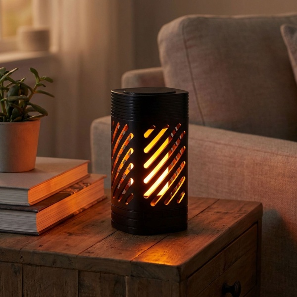 Atmosphärischer Bluetooth 5.4 Lautsprecher mit LED-Flammeneffekt, Lagerfeuer-Feeling & kabelloser Musikgenuss