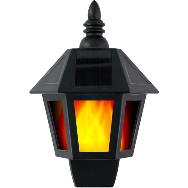 4er-Set Retro Wandleuchte mit 2 Leuchtmod, Flammeneffekt und Warmweiss, mit Solarpanel, 31 helle LEDs, Solar-Wandlampe für Garten Balkon Terrasse