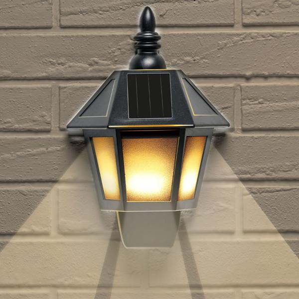 4er-Set Retro Wandleuchte mit 2 Leuchtmod, Flammeneffekt und Warmweiss, mit Solarpanel, 31 helle LEDs, Solar-Wandlampe für Garten Balkon Terrasse