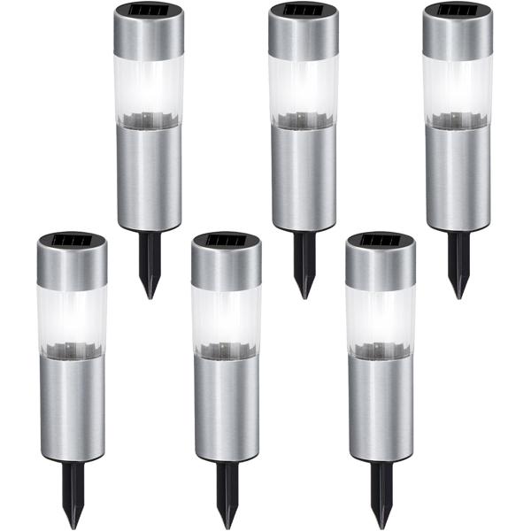 Elegante Solar-Wegeleuchte mit Erdspiess, 12er-Set, Ø 4,5 x H 15 cm, Gartenlampen für Terrasse, Rasen, Garten, Einfahrten