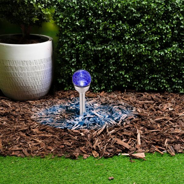 4er-Set Stimmungsvolle Solar-Kugellampe mit Bruchglas-Optik & Erdspiess (34x7,5cm) – Garten-Wegelicht, Solarleuchte – zauberhaftes Ambiente im Garten