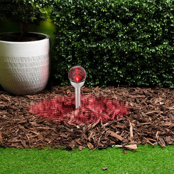 4er-Set Stimmungsvolle Solar-Kugellampe mit Bruchglas-Optik & Erdspiess (34x7,5cm) – Garten-Wegelicht, Solarleuchte – zauberhaftes Ambiente im Garten