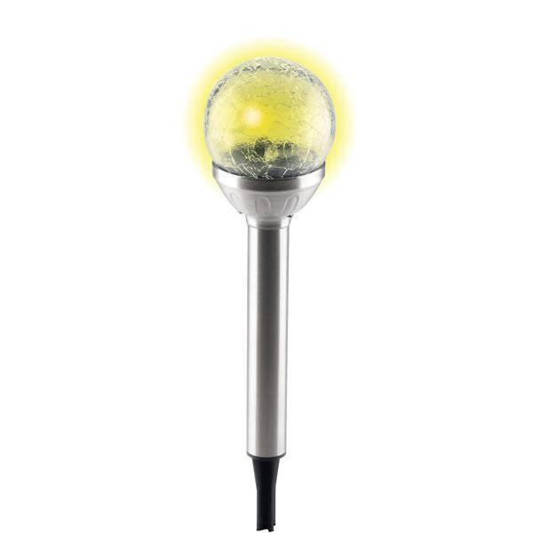 4er-Set Stimmungsvolle Solar-Kugellampe mit Bruchglas-Optik & Erdspiess (34x7,5cm) – Garten-Wegelicht, Solarleuchte – zauberhaftes Ambiente im Garten