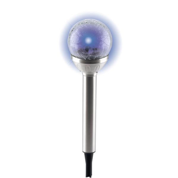 4er-Set Stimmungsvolle Solar-Kugellampe mit Bruchglas-Optik & Erdspiess (34x7,5cm) – Garten-Wegelicht, Solarleuchte – zauberhaftes Ambiente im Garten