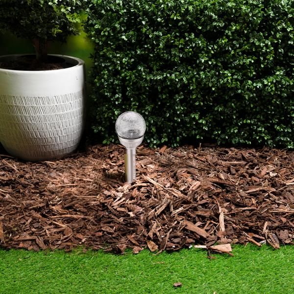 4er-Set Stimmungsvolle Solar-Kugellampe mit Bruchglas-Optik & Erdspiess (34x7,5cm) – Garten-Wegelicht, Solarleuchte – zauberhaftes Ambiente im Garten