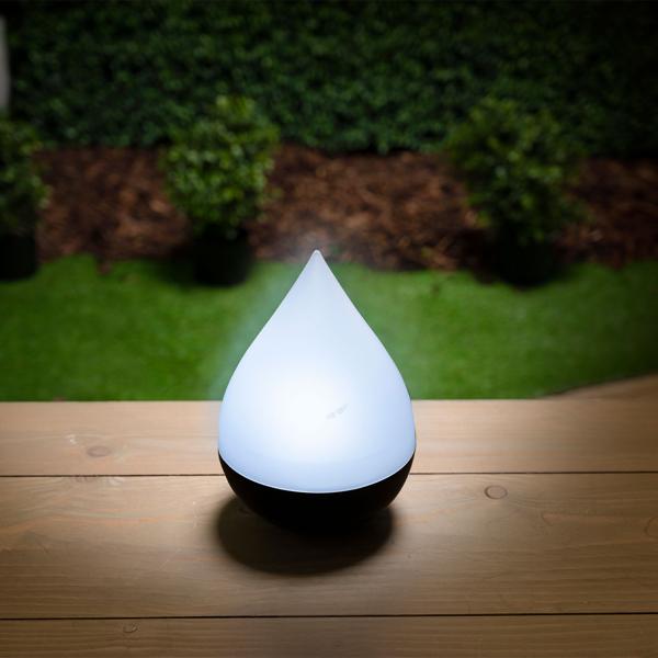 Tropfen LED Solarleuchte Ø 14 cm - Warmes Licht für Terrasse, Balkon & Garten - Kabellose Deko-Lampe mit Solarbetrieb & austauschbarem Akku (AA 600 mAh)