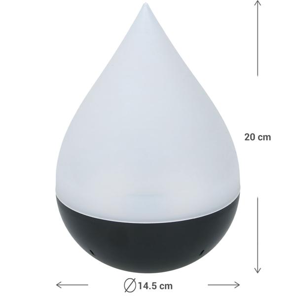 Tropfen LED Solarleuchte Ø 14 cm - Warmes Licht für Terrasse, Balkon & Garten - Kabellose Deko-Lampe mit Solarbetrieb & austauschbarem Akku (AA 600 mAh)