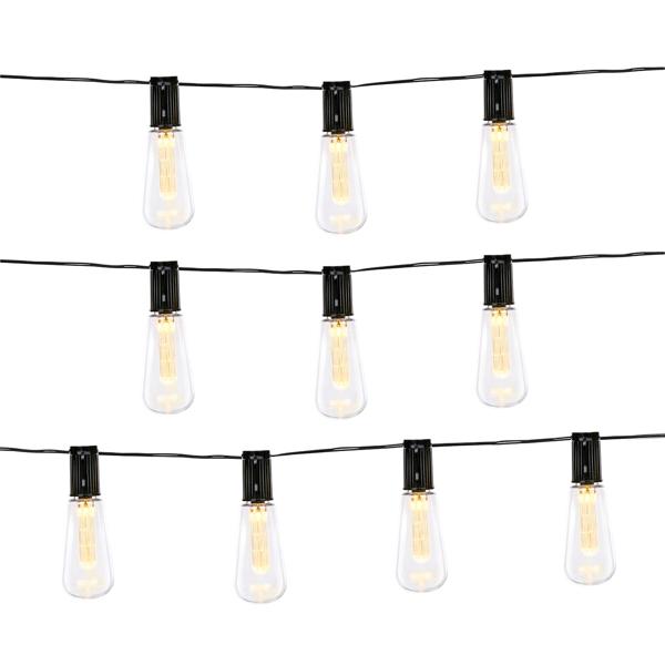 2er-Set Solar-LED-Lichterkette mit 10 warmweissen LED Glühbirnen, 3,35 m, wetterfest, 2-Leuchtmodi, für Garten, Balkon & Terrasse