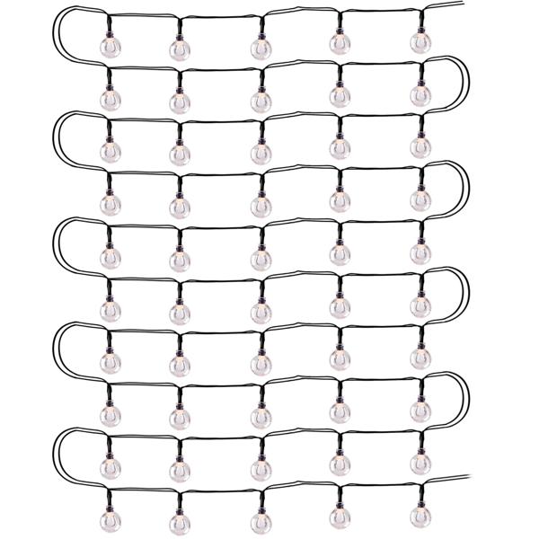 2er-Set Solar-LED-Lichterkette mit 50 warmweissen LED Glühbirnen, 6,9 m, wetterfest, 8-Leuchtmodi, für Garten, Balkon & Terrasse