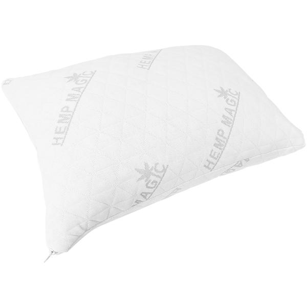 Kopfkissen mit Hanfbezug aus Memory-Schaum, mit abnehmbarem Bezug, OEKO-TEX Standard 100, für Allergiker geeignet, Atmungsaktiv