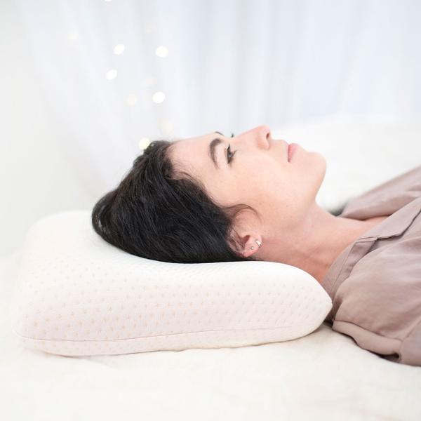 Kopfkissen aus hochwertigem Memory-Schaum, Grösse M, mit abnehmbarem Bezug, Atmungsaktiv, Ergonomisch geformt