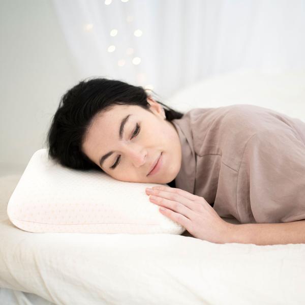 Kopfkissen aus hochwertigem Memory-Schaum, Grösse M, mit abnehmbarem Bezug, Atmungsaktiv, Ergonomisch geformt