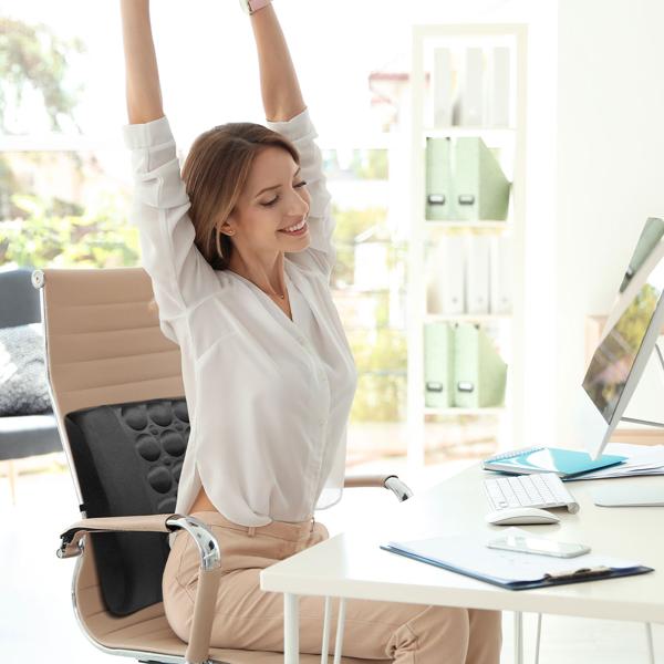 Ergonomisches Rückenkissen aus Memory-Schaum, mit abnehmbarem Bezug, Lendenkissen für bequemes Sitzen am Arbeitsplatz, Homeoffice, Auto, Büro u.v.m.