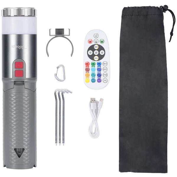 Professionelle Outdoor-LED-Leuchte mit Stativ – Mobiler Akku-Strahler mit 180° schwenkbarem Kopf, dimmbar, RGB & Powerbank