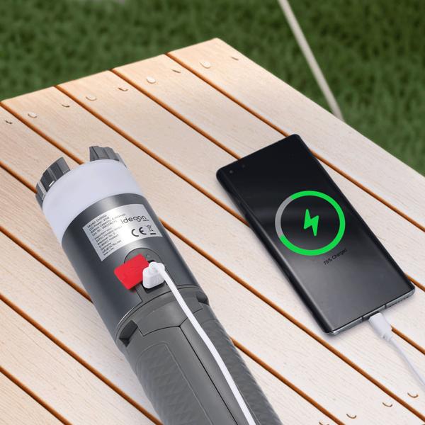 Professionelle Outdoor-LED-Leuchte mit Stativ – Mobiler Akku-Strahler mit 180° schwenkbarem Kopf, dimmbar, RGB & Powerbank