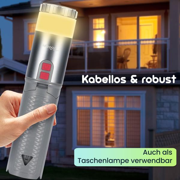 Professionelle Outdoor-LED-Leuchte mit Stativ – Mobiler Akku-Strahler mit 180° schwenkbarem Kopf, dimmbar, RGB & Powerbank
