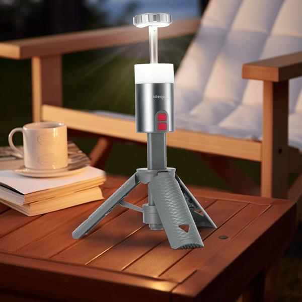 Professionelle Outdoor-LED-Leuchte mit Stativ – Mobiler Akku-Strahler mit 180° schwenkbarem Kopf, dimmbar, RGB & Powerbank