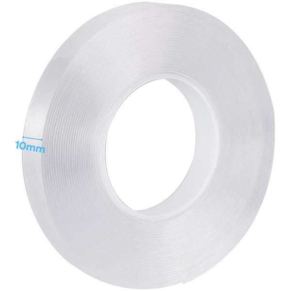 2er-Set Doppelseitiges Nano-Klebeband Transparent (5m x 10mm): Starke 110g/cm² Haltekraft, Wiederverwendbar, spurlos ablösbar