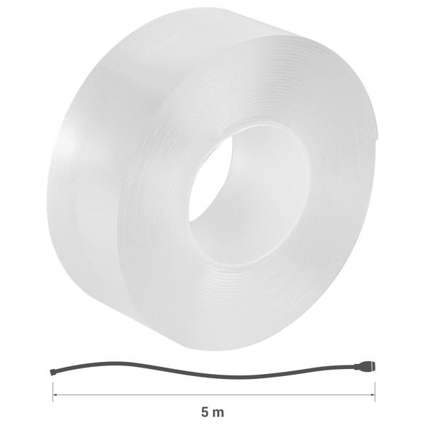 Doppelseitiges Nano-Klebeband Transparent (5m x 30mm): Starke 110g/cm² Haltekraft, Wiederverwendbar, spurlos ablösbar
