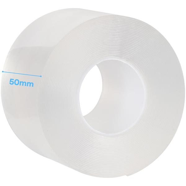 2er-Set Doppelseitiges Nano-Klebeband Transparent (5m x 50mm): Starke 110g/cm² Haltekraft, Wiederverwendbar, spurlos ablösbar