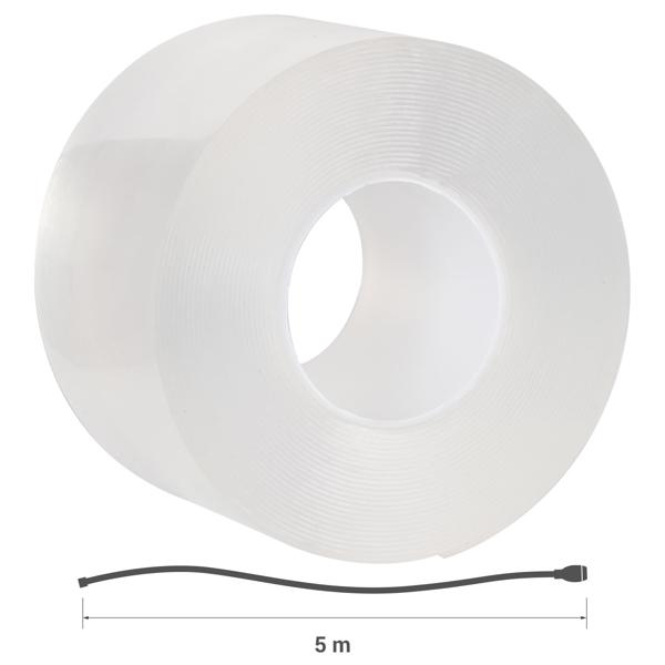 2er-Set Doppelseitiges Nano-Klebeband Transparent (5m x 50mm): Starke 110g/cm² Haltekraft, Wiederverwendbar, spurlos ablösbar