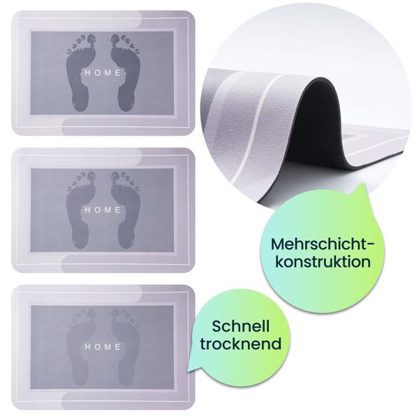 Anti-Rutsch Badezimmermatte 60x40 cm: Sicherer, weicher & saugfähiger, absorbierender Badezimmer-Vorleger –  Schluss mit rutschigen Fliesen im Bad & Dusche