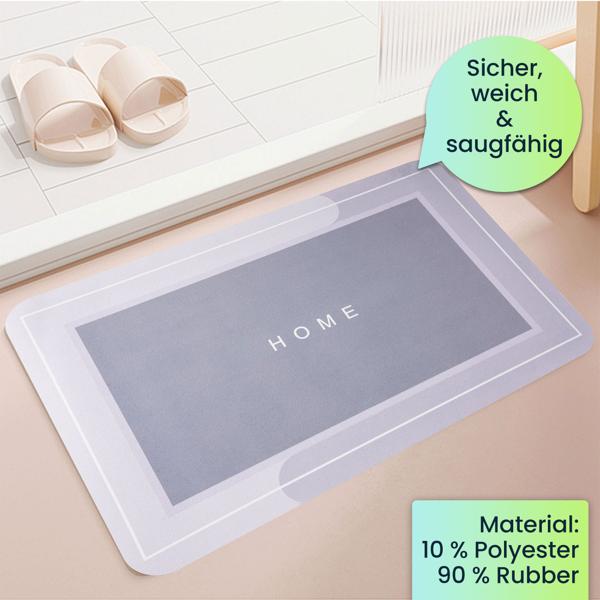 Anti-Rutsch Badezimmermatte 60x40 cm: Sicherer, weicher & saugfähiger, absorbierender Badezimmer-Vorleger –  Schluss mit rutschigen Fliesen im Bad & Dusche