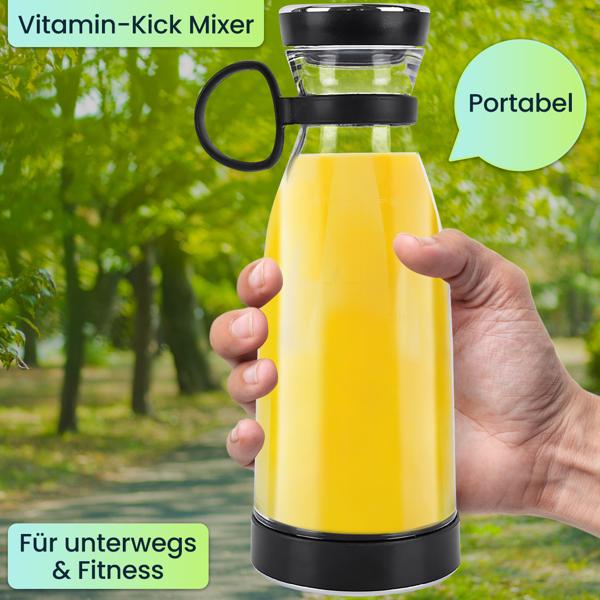 Mobiler Smoothie Maker 300ml, Akku: Elektrisch, trendig, kompakt & leistungsstark – Ihr portabler Vitamin-Kick Mixer für unterwegs & Fitness