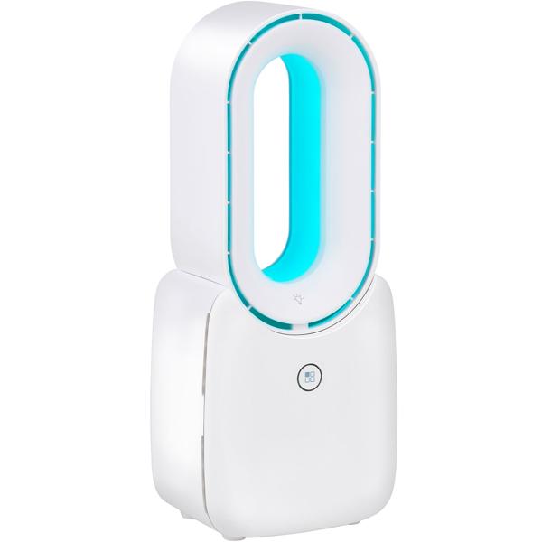 Mobiler Rotorloser Tischventilator (Weiss) mit LED Licht & Akku: Sicher, leise & kabellos für angenehme Kühlung