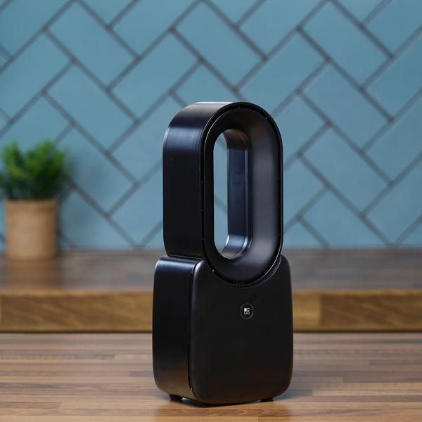 Mobiler Rotorloser Tischventilator (Schwarz) mit LED Licht & Akku: Sicher, leise & kabellos für angenehme Kühlung