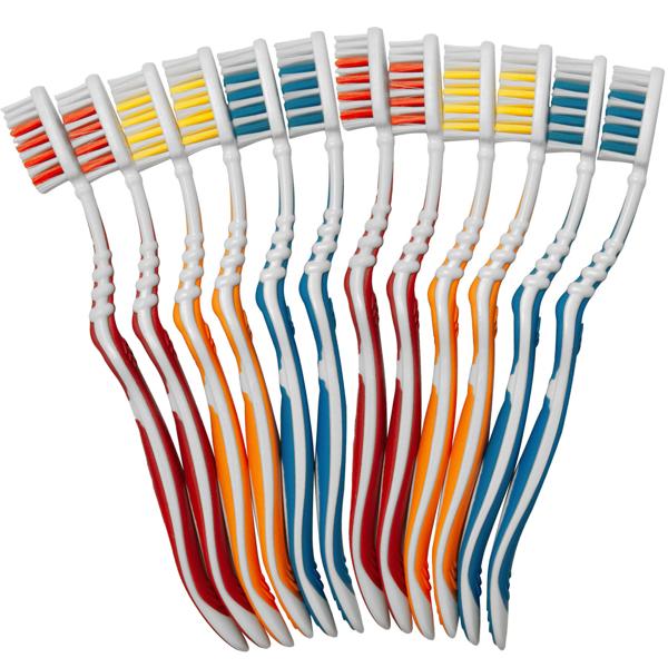 Zahnbürsten 12er-Set - 3 verschiedene Farben für optimale Mundhygiene & gesunde Zähne - Hochwertiger Vorratspack für Familie & Reisen - Hygienisch
