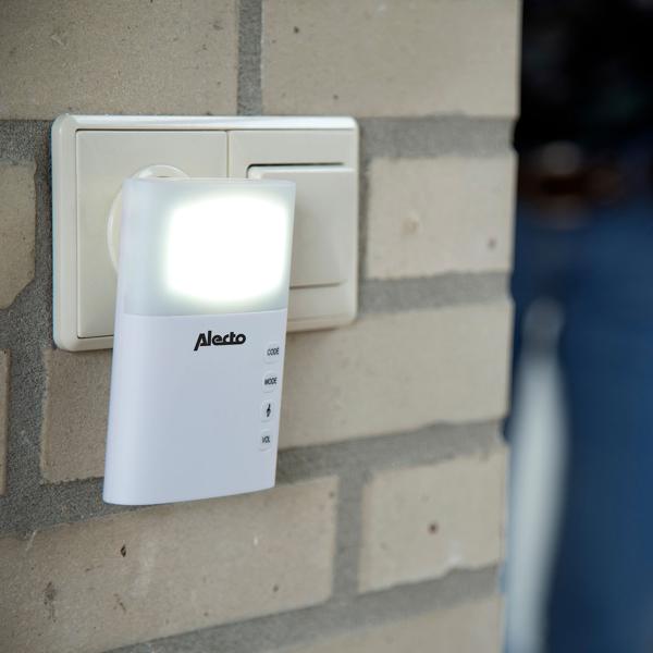 Kabellose Türklingel mit Lichtsignal, 35 verschiedene Melodien, IP44, Funk Türklingel im modernen Design, einfache Installation, grosse Reichweite, Top Empfang