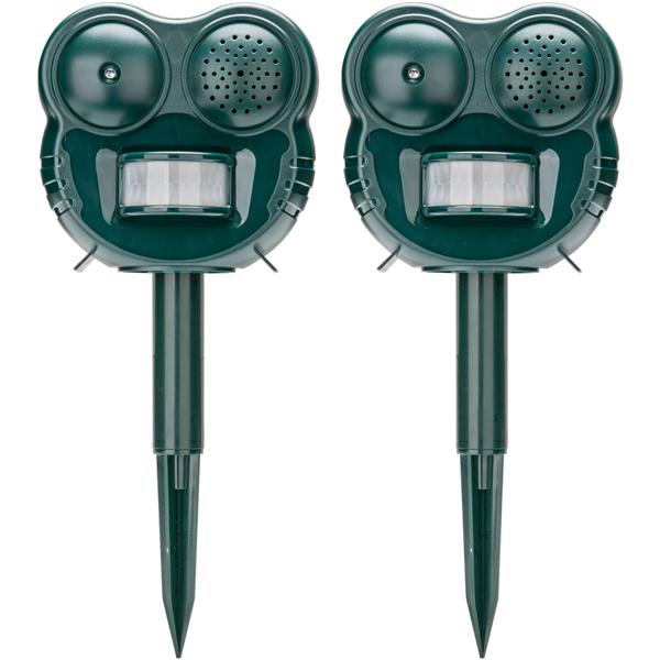 2er-Set  2in1 Wirkungsvoller Ultraschall Tierschreck mit LED-Blitzicht und PIR-Bewegungsmelder, 70 m² - Tierabwehr gegen Katzen, Hunde und Wildtiere