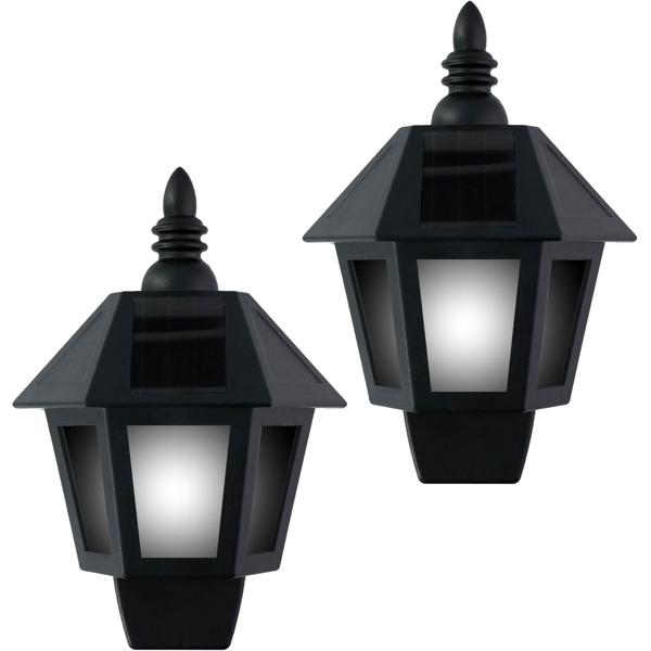 2er-Set Retro Wandleuchte mit 2 Leuchtmod, Flammeneffekt und Warmweiss, mit Solarpanel, 31 helle LEDs, Solar-Wandlampe für Garten Balkon Terrasse