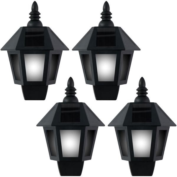 4er-Set Retro Wandleuchte mit 2 Leuchtmod, Flammeneffekt und Warmweiss, mit Solarpanel, 31 helle LEDs, Solar-Wandlampe für Garten Balkon Terrasse