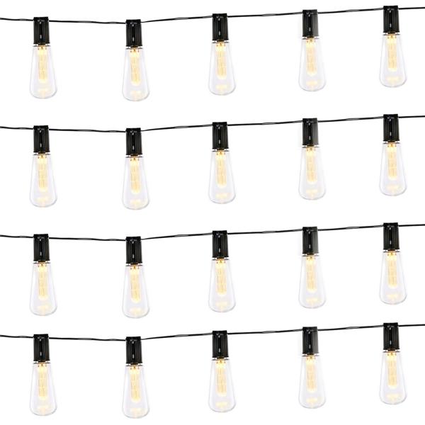 2er-Set Solar-LED-Lichterkette mit 10 warmweissen LED Glühbirnen, 3,35 m, wetterfest, 2-Leuchtmodi, für Garten, Balkon & Terrasse