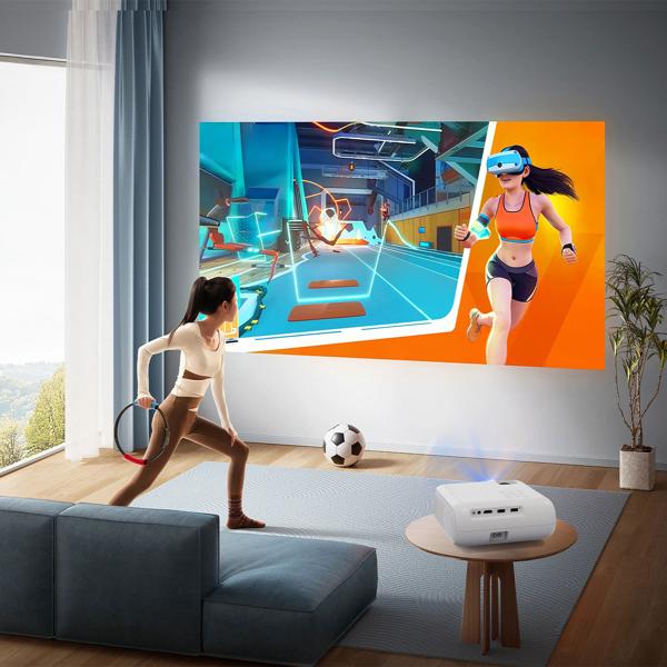 Full-HD Beamer 1080p Heimkino-Projektor mit Lautsprecher – Beamer mit Fernbedienung, Bluetooth, 5G WiFi, Airplay & 120 Zoll Projektion