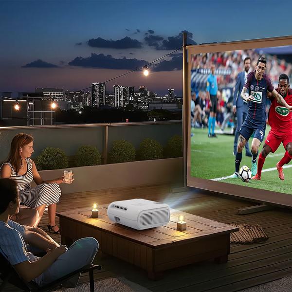 Full-HD Beamer 1080p Heimkino-Projektor mit Lautsprecher – Beamer mit Fernbedienung, Bluetooth, 5G WiFi, Airplay & 120 Zoll Projektion