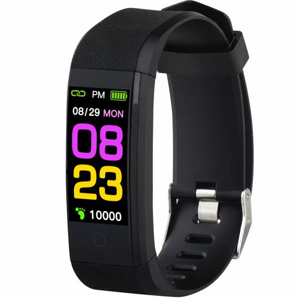 Elegante, schmale Fitnessuhr, Farbdisplay (schwarz) – Herzfrequenz, Schlaf, Schritte & Bluetooth – Fitness Tracker Armband für präzise Aktivitätsdaten